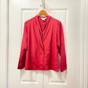 Vintage Braemar by Jeremy Scott Draped Blazer Button Blouse  Red